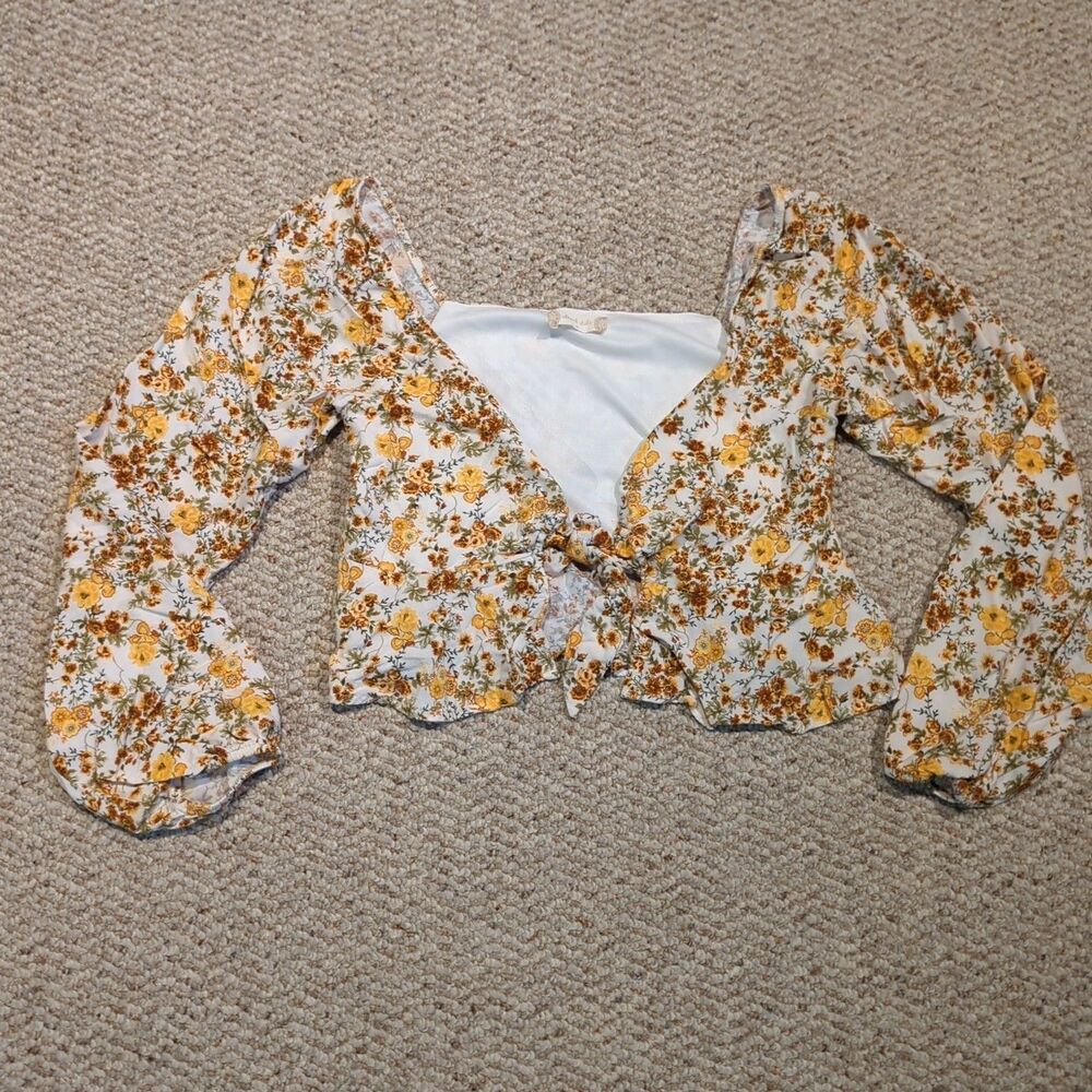 Altard State Cropped Milkmaid Top Womens S Floral Tie Front Cottagecore Boho